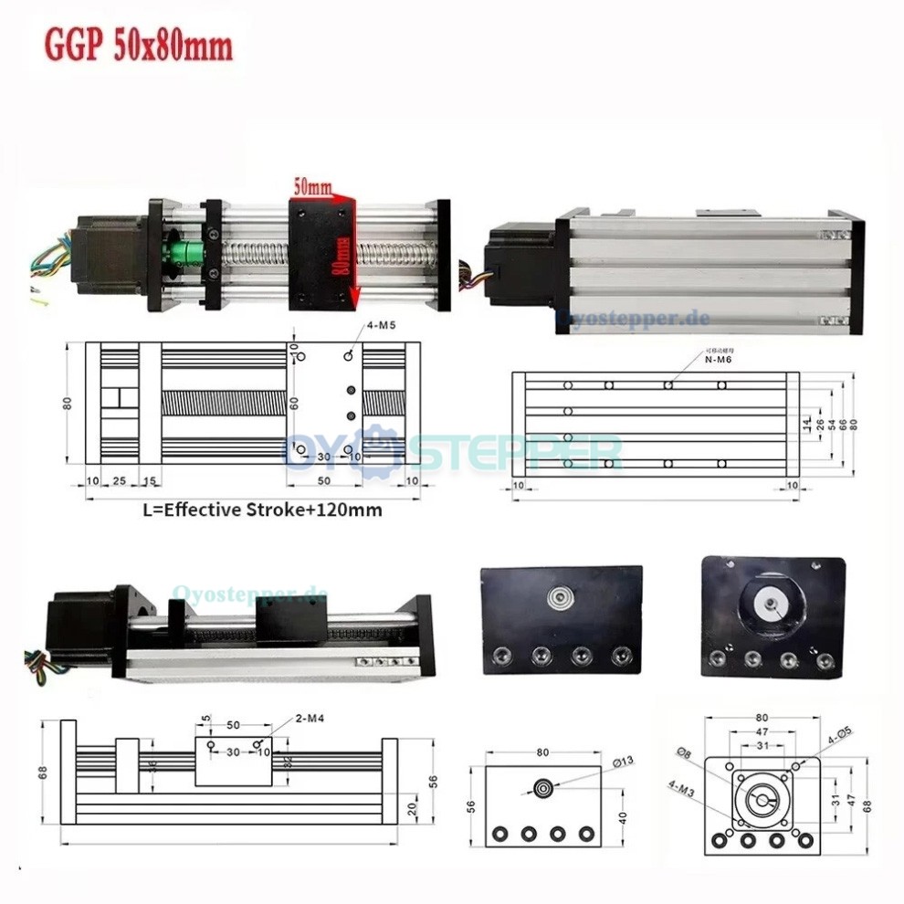 Elektrischer CNC-Lineartisch mit Kugelgewindetrieb 1605 und NEMA 23 57 mm Schrittmotor Elektrischer CNC-Lineartisch mit Kugelgewindetrieb 1605 und NEMA 23 57 mm Schrittmotor