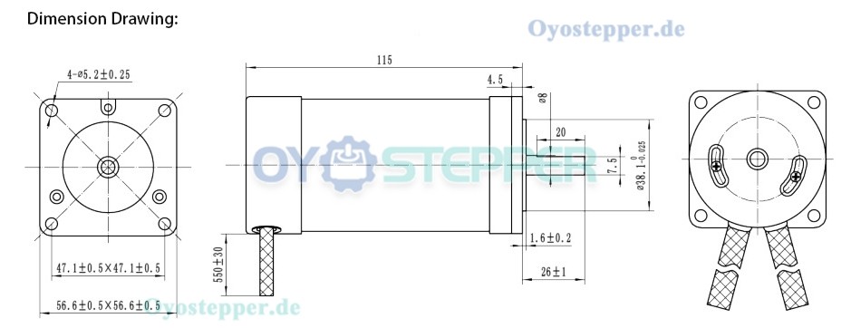 Oukeda 24V Bürstenloser Gleichstrommotor, 4000 U/min, 47 Ncm, 200 W, 12A, 3-phasig, 57mm, BLDC-Motor