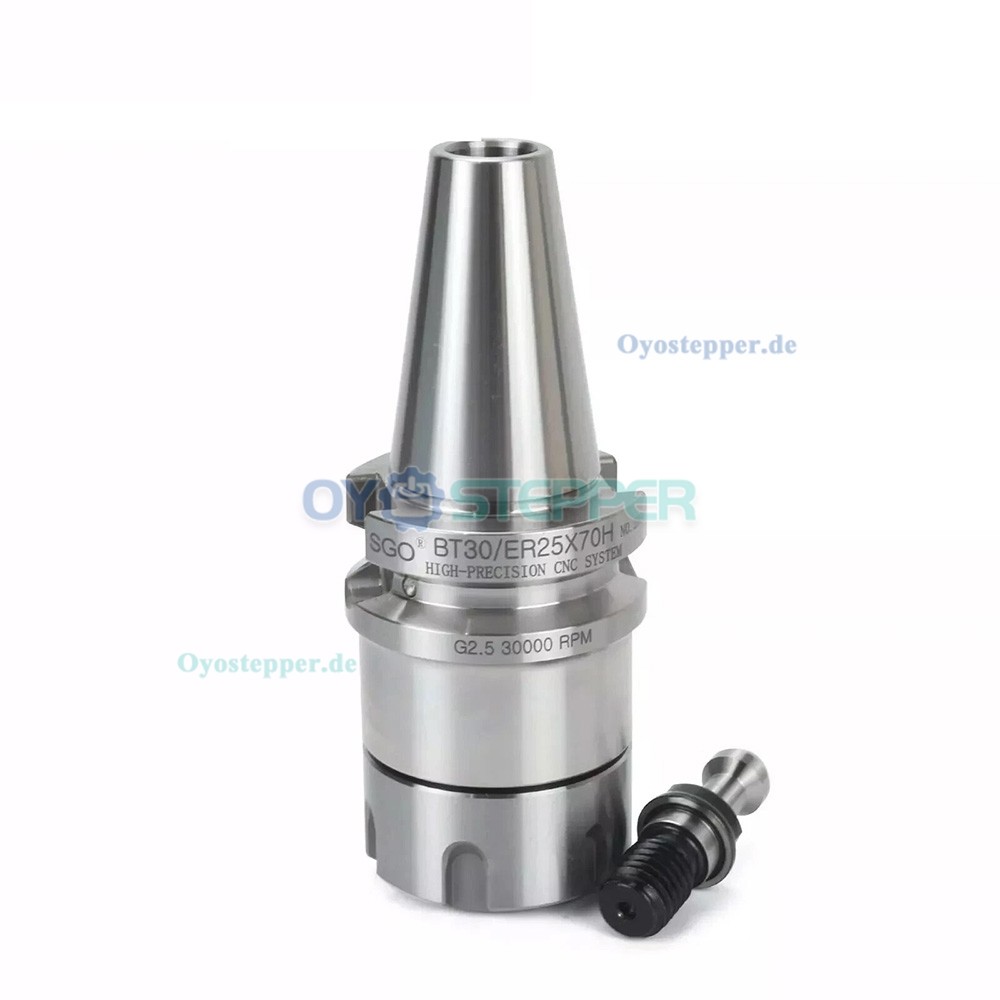 BT30-ER25 Spannzangenaufnahme mit 70mm Auskragl&auml;nge und 45&deg; Anzugsbolzen f&uuml;r ATC Motorspindeln