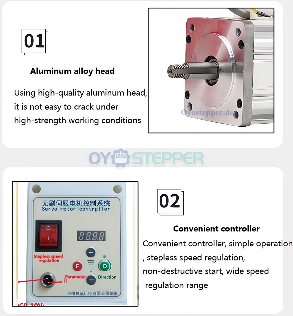 B&uuml;rstenloses AC Servomotor Set 550W/750W/1,1kW/1,5kW/2,2kW 1,85&ndash;6,85Nm mit Servoregler f&uuml;r CNC Maschinen