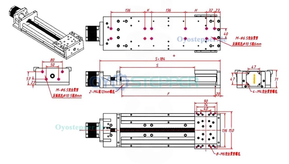 Manueller CNC-Schlitten mit Kugelgewindetrieb und Schwerlast-Kugelgewindetrieb (SBR-F&uuml;hrungsb&uuml;hne, Traglast 180 kg)