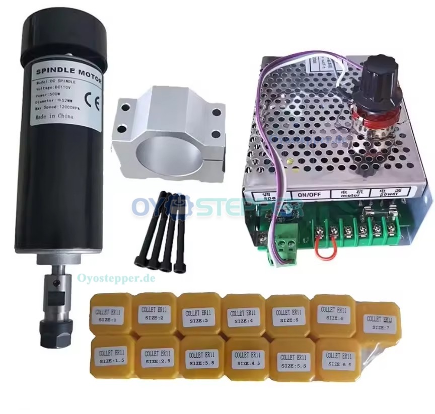 Luftgekühltes CNC Spindelmotor Set 500W ER11 12000U/min mit Netzteil für Leiterplattenfräsen und Gravur Luftgekühltes CNC Spindelmotor Set 500W ER11 12000U/min mit Netzteil für Leiterplattenfräsen und Gravur